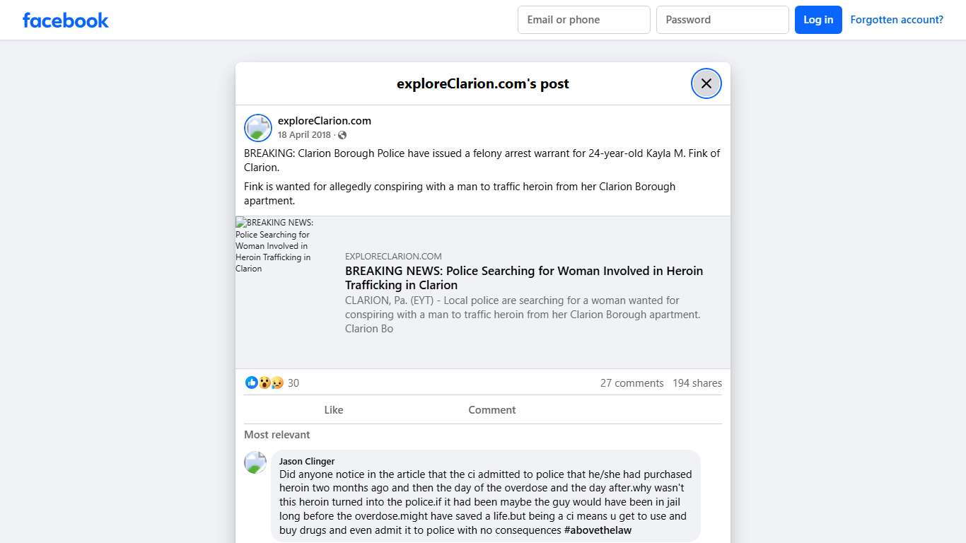 BREAKING: Clarion Borough Police have... - exploreClarion.com | Facebook